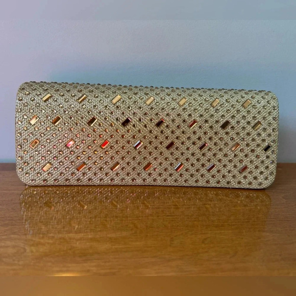 Fergalicious by Fergie Sparkle Gold Pump High Heel  Shoes w/ Matching Clutch 7.5 - Picture 9 of 13